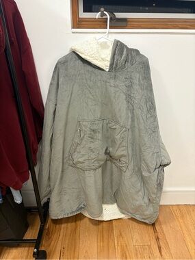 The Comfy original unizex Cozy Hooded Plush Pullover Sweater/blanket- Gray